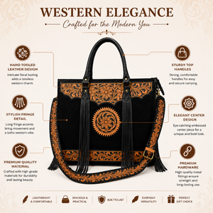 Sac fourre-tout en cuir de vachette artisanal avec poils, style western, avec franges, sac à bandoulière, sacoche pour ordinateur portable, sac de voyage pour femme - Product Image 5