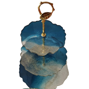 Soporte de Pastel de Resina de 3 Niveles Hecho a Mano, Elegante Bandeja de Exhibición de Postres con Aspecto de Mármol, para Bodas, Fiestas y Decoración del Hogar - Product Image 6