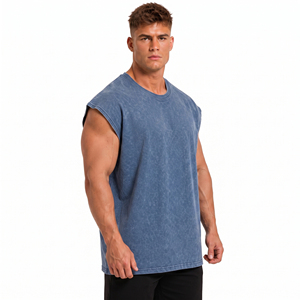 Chaleco Deportivo para Hombre con Lavado Ácido, Estilo Vintage, Cuello Redondo, Sin Mangas, para Gimnasio, Running y Fitness - Product Image 3