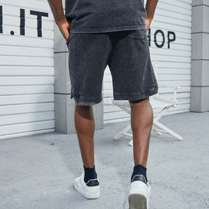 High Quality Heavyweight Cotton Acid Washed <b>Shorts</b> for Men Vintage Streetwear Casual Mesh <b>Shorts</b> With Pattern <b>Decoration</b> Pockets - Product Image 3