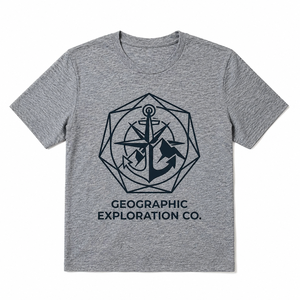Camiseta de Manga Corta Gris para Hombre de Geographic Exploration Co. con Estampado Geométrico de Ancla, Cuello Redondo, Corte Regular, 100% Algodón - Product Image 2