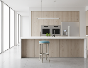 Chaise de bar contemporaine à cadre rond, tabouret de bar en bois rond robuste, base ronde moderne, tabouret de comptoir en bois d'hévéa, styles classiques - Product Image 5