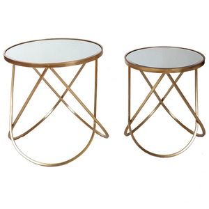 Premium Metal Nesting <b>Table</b> With Marble Top Durable <b>Round</b> <b>Side</b> <b>Tables</b> For Contemporary Living Room Furniture - Product Image 3