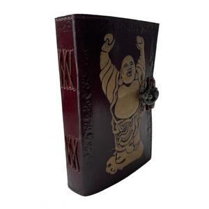 Handmade Genuine Leather Journal Grimoire Laughing Buddha Design Wiccan Cotton Pages <b>Note</b> <b>Book</b> Journal With Antique Brass C Lock - Product Image 5