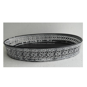 Meilleur design de plateau de service rond en métal Vaisselle en fer de taille personnalisée de l'Inde pour plateau de décoration alimentaire - Product Image 1