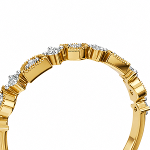 Anillo de Compromiso y Matrimonio Vintage con Diamante Cultivado en Laboratorio de Corte Brillante Milgrain para Mujer, Oro de 10K, 14K, 18K, Plata 925, 935 - Product Image 3