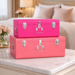 Ensemble de coffres de rangement décoratifs, boîte de rangement en métal de luxe, coffre de rangement de style vintage, coffre de rangement haut de gamme, boîte à souvenirs en métal - Product Image 1