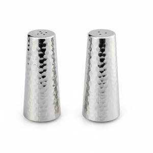 Salero y pimentero de acero inoxidable martillado plateado de la más alta calidad, vajilla metálica para uso en restaurantes y cocinas domésticas. - Product Image 1