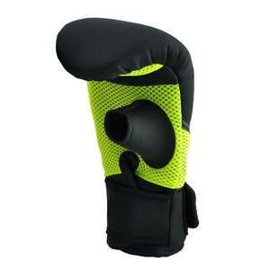 Gants de boxe d'entraînement en cuir noir et vert fluo avec fermeture éclair intégrale pour unisexe, design en maille respirante, protection UV - Product Image 3