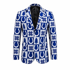 Blazer bleu imprimé de haute qualité pour homme |   Veste vintage tendance |   Veste de sport inspirée du football |   Vêtements uniques pour les fêtes et les jours de match - Product Image 1