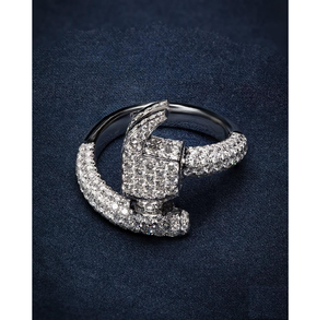 Bague d'ongle ajustable en argent sterling 925 avec moissanite VVS taille brillant sertie pavé, style Hip Hop, bijoux de luxe GRA - Product Image 3