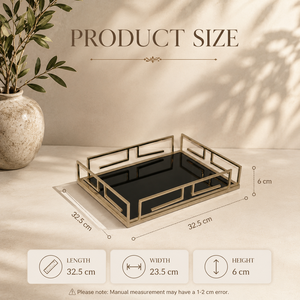 Premium Stainless Steel Black <b>Mirror</b> Serving <b>Tray</b> Modern Geometric Frame Premium Decorative Display Organizer for Home Decor - Product Image 2