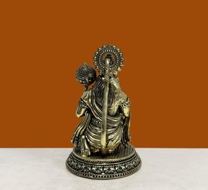 Statue de Hanuman en laiton antique, moulée à la cire, artisanat traditionnel fait main, idole du dieu hindou Bajrang Bali, décoration intérieure, artisanat Nirmala - Product Image 3