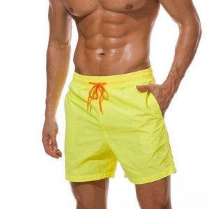 ผ้าทอลายทแยงโพลีเอสเตอร์สีล้วนแห้งเร็วกางเกงขาสั้นปะต่อแบบลำลองเอวยางยืดมีเชือกผูกด้านข้าง - Product Image 6