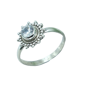 แหวนพลอยบลูโทปาซ แหวนเงินแท้ 925 แหวนหินสีฟ้า แหวนหมั้นสำหรับผู้หญิง ของขวัญคริสต์มาส เครื่องประดับสำหรับ - Product Image 1