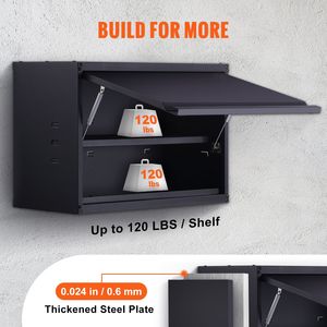Armadio Metallico per Stoccaggio, Capacità di Carico 120 libbre per Ripiano, Scaffali da Garage in Acciaio Verniciato a Polvere Montati a Parete, Altezza 20 Piedi - Product Image 3