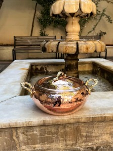 Olla de Cobre Redonda con Tapa, Asas de Aleación de Zinc, Diseño Vintage, Utensilios de Cocina Metálicos Duraderos - Product Image 3