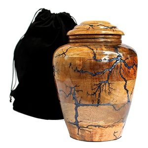 Handmade Wood Teardrop Urn With Blue Crackled Finish For Pet Caskets - Product Image 3