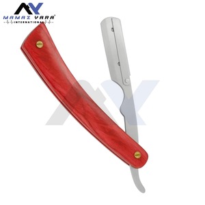 Rasoir professionnel à lame unique en acier inoxydable avec verrouillage pivotant pour hommes, manche en bois rouge et argenté, outil de rasage à bord droit - Product Image 3