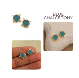 Colgante de Calcedonia Azul con Gema en Forma de Cojín y Engaste de Bisel Hecho a Mano - Joyería de Moda DIY para Venta al por Mayor - Product Image 4