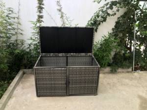 AC00031 Modern Outdoor Furniture Garden Set All-Weather Gray Rattan <b>Storage</b> <b>Box</b> Aluminum Frame for Villa Courtyard Living Room - Product Image 2