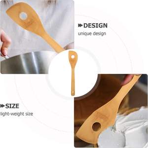 Cuillère à mélanger en bois avec trou, petit fouet à œufs, bâtonnet de mélange pour cuisine, bar, maison - Product Image 6