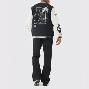 Chaquetas Varsity Oversize para Hombre, Estilo Urbano, Tela Premium, Ribete en Contraste, Cierre con Botones Cubiertos, Bordado Casual a la Moda - Product Image 6