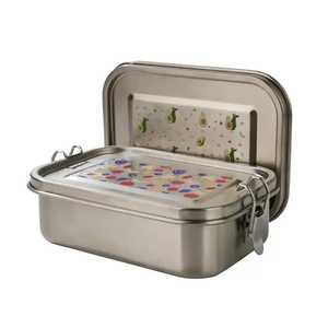 Contenedor de Alimentos Apilable de Acero Inoxidable de 2 Niveles, Juego de Loncheras Metálicas con Cierre Lateral, Lonchera Portátil, Contenedor Bento - Product Image 6