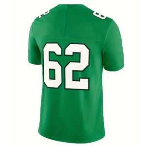 Camiseta Deportiva Verde con Cuello en V de Fútbol Americano para Hombre, Manga Corta, Número 62, Estampado en Serigrafía, Poliéster, Talla Grande - Product Image 2