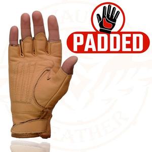 Gants de moto en cuir véritable marron sans doigts, cloutés, pour motards, vente en gros OEM, fournisseur - Product Image 5