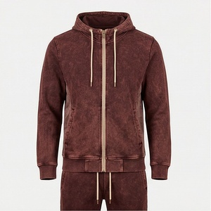 Custom Logo Men Puff Print Vintage Acid Wash Hoodie Flare Sweatpants Set Sun Faded Tracksuit Breathable <b>Jogging</b> <b>Suits</b> - Product Image 1