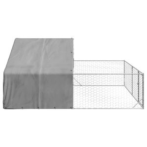Caseta para Perros de Exterior, Fabricada con Tela de Polietileno y Acero Galvanizado, Acabado Gris Elegante - Product Image 4