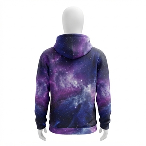 Sweat-shirt à capuche pour homme avec imprimé galaxie violet et poche kangourou, streetwear personnalisé - Product Image 4