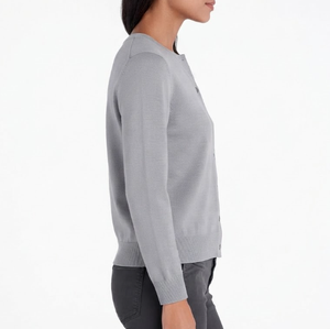 Pull d'uniforme scolaire, cardigan à col rond, boutonné devant, en soie tricotée, pour femme, automne, décontracté, respirant, couleur personnalisée - Product Image 4