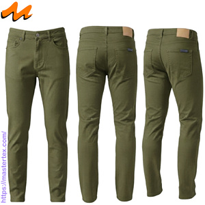 Pantalon décontracté pour homme MASTER TEXTILE, coupe slim, extensible, confortable, teint en pièce, léger, tissé sergé, respirant, fermeture boutonnée, rivets - Product Image 4