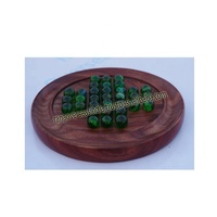 Jeu de société solitaire en bois indien fait à la main avec 33 boules de verre chevilles cadeaux pour enfants et adultes