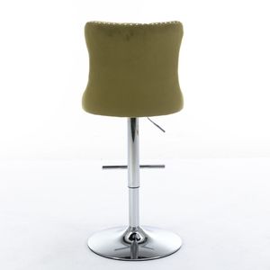 Modern Upholstered Chrome Base <b>Bar</b> <b>Stools</b> with Swivel Velvet Seat <b>Adjustable</b> 25 33 Inch <b>Height</b> Comfortable Backs - Product Image 6