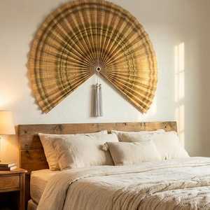 Ventilateur mural en bambou naturel fait main, style bohème, art mural en rotin tressé, décoration suspendue écologique pour l'intérieur, fournisseur en gros - Product Image 5