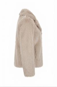 Chaqueta de Mujer de Piel Sintética Beige, Chaqueta Corta de Felpa con Frente Abierto, Abrigo de Invierno Suave y Cálido, Ropa Exterior Informal - Product Image 3
