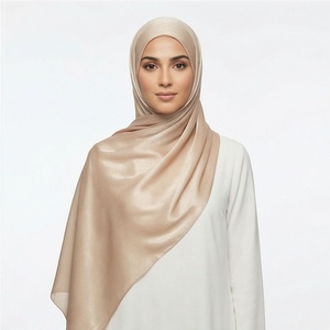 Hiyab de Seda Satinada de Color Sólido para Mujer, Suave al Tacto, para Uso Diario, Pañuelo Étnico de Oriente Medio - Product Image 1