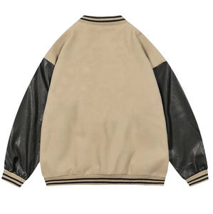 Veste universitaire de baseball à motif de lettres avec patchs brodés sur mesure pour hommes - Product Image 2