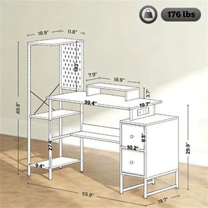 Black Computer <b>Desk</b> for Office <b>Study</b> or Writing - Product Image 6