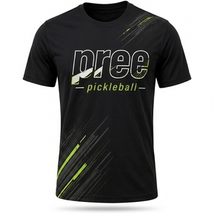 T-shirt de pickleball personnalisé pour homme, coupe classique, col rond, manches raglan, jersey en coton tissé, haute extensibilité, motif imprimé numérique avec lettres - Product Image 5