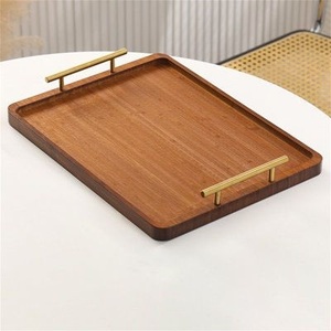 Bandeja de Madera Moderna Ecológica con Asas Doradas para Servir Café, Té, Bocadillos, Desayuno, Decoración de Mesa, Gran Venta - Product Image 1