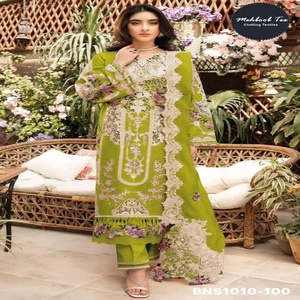 Colección Premium de Algodón Cambric con Bordado Intenso, Traje Largo Semi-Cosido (Salwar y Dupatta), Proveedor de la India - Product Image 1