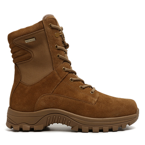 Botas Tácticas Unisex Color Caqui para Senderismo, Parte Superior de Gamuza, Cierre de Cremallera Lateral, Cordones, Suela de Goma, para Caza al Aire Libre, Uso en Otoño - Product Image 5