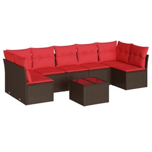 Juego de sofás de patio de ratán sintético marrón de 8 piezas con cojines, elegantes muebles de exterior - Product Image 2