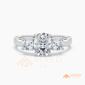 Moissanite Three Stone Ring for Women Silver Tone Engagement Wedding Anniversary Jewelry Gift Elegant Style Everyday Fashion Use - Product Image 5