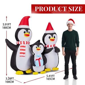 6FT Lighted Christmas Penguin Family <b>Inflatable</b> Funny LED Lights Built Outdoor Holiday Yard Decorations - Product Image 5