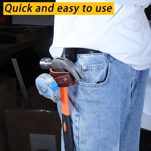 Top Grain Leather Hammer Pouch <b>Tool</b> <b>Belt</b> Attachment Durable Professional Holder For <b>Carpenter</b> Construction Worksite Custom Logo - Product Image 1